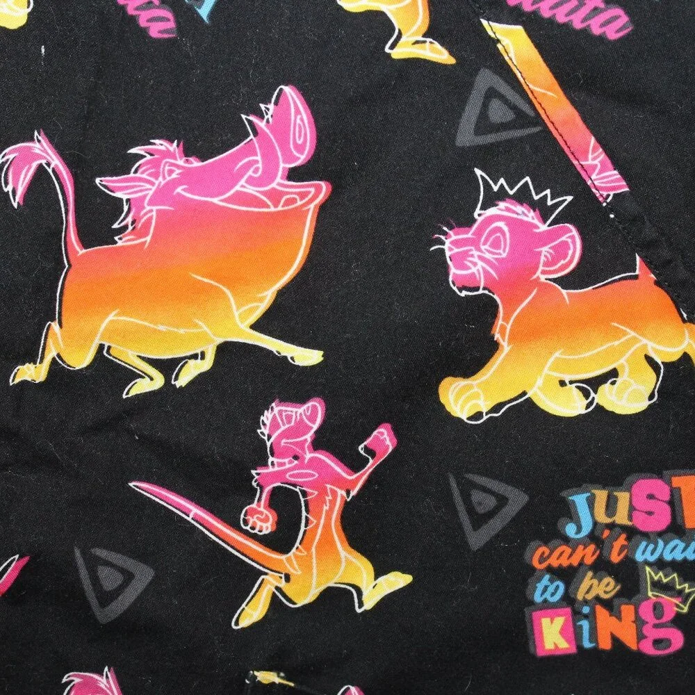 Disney Womens Small Lion King Hakuna Matata Simba Timon Pumbaa Medical Scrub Top - Picture 7 of 9
